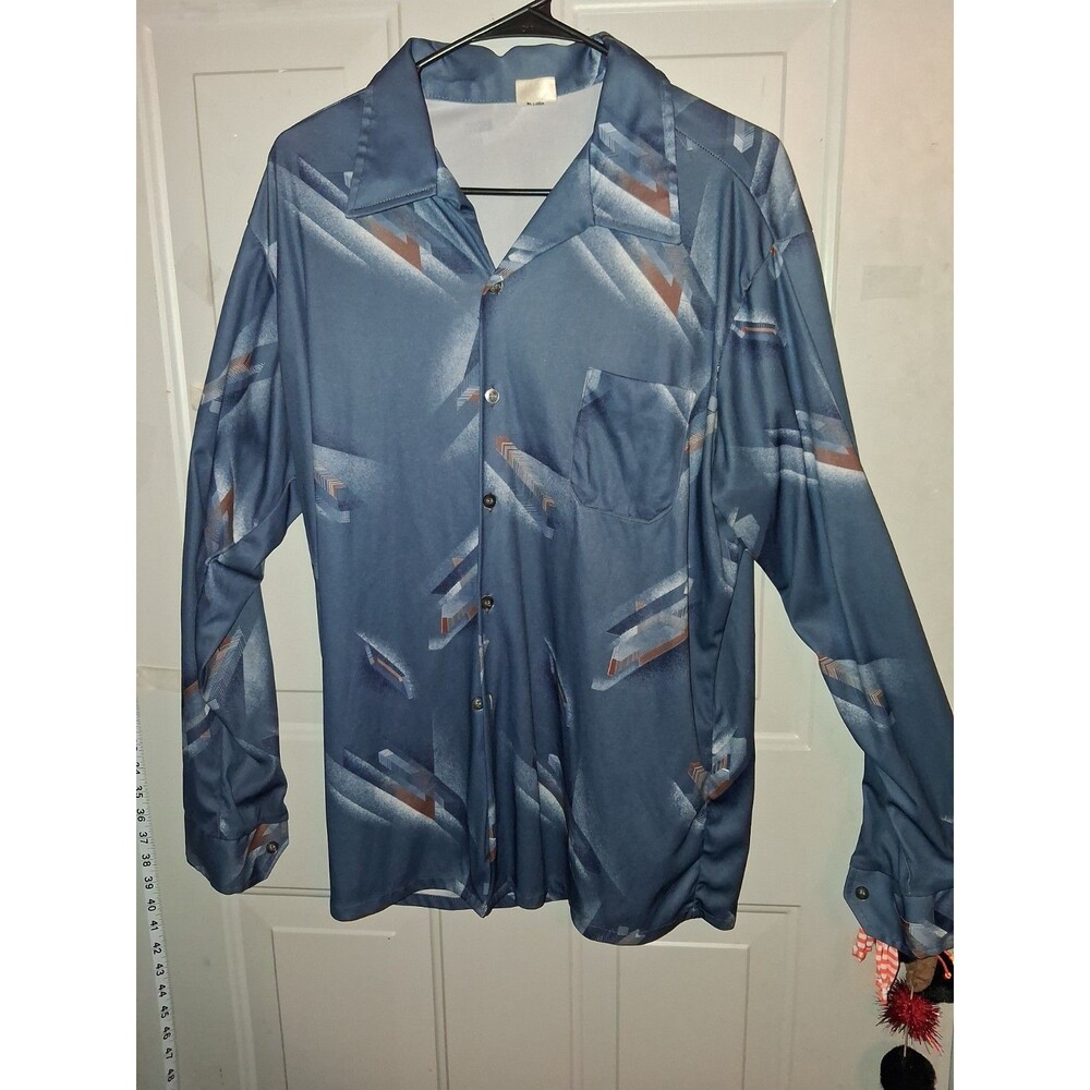Stuart Alan of California Men's Blue Geometric Pocket Button-Up Shirt
